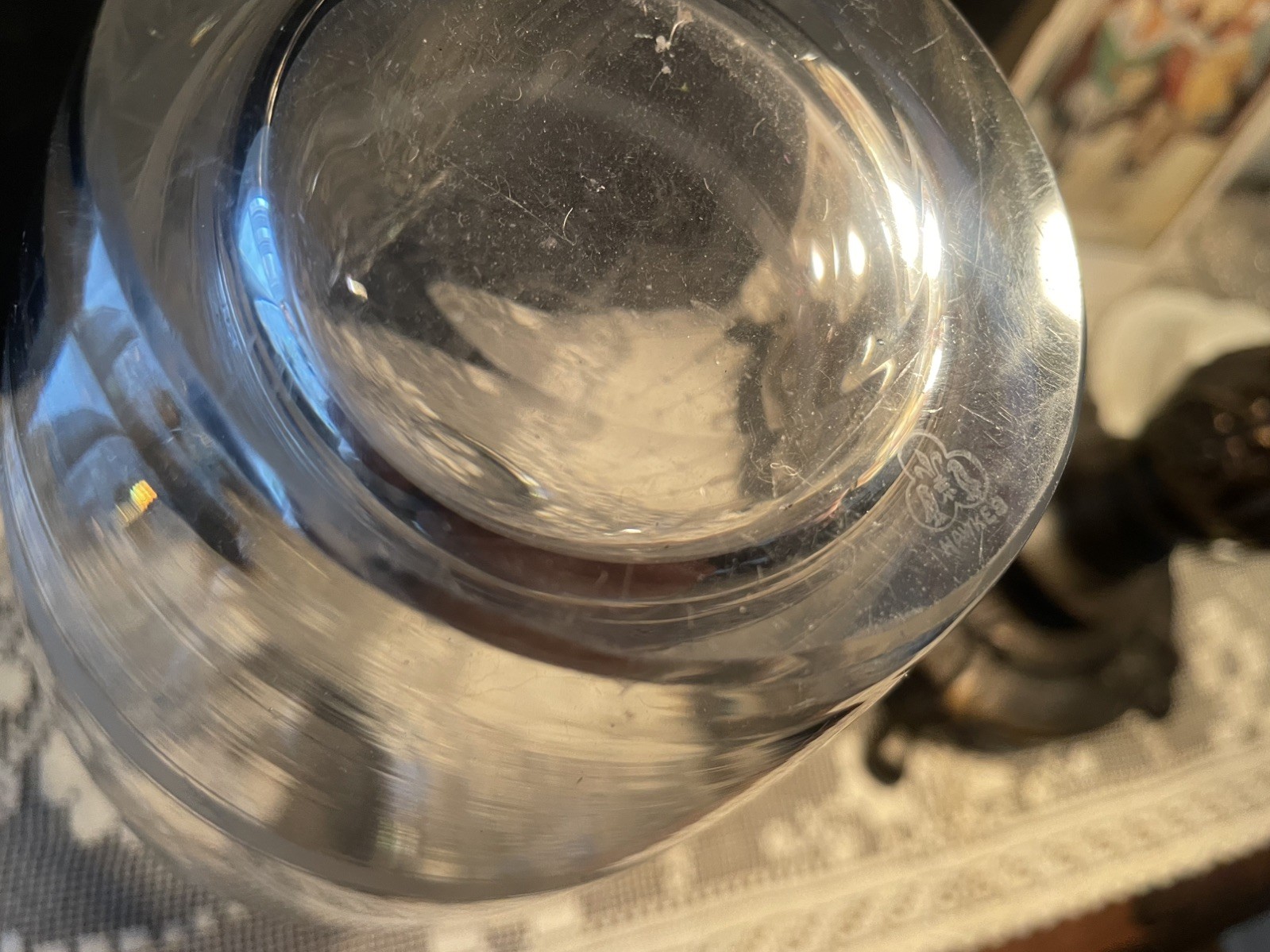 Hawkes Signed ABP Cut Glass Vase w/Etching (circa 1910-1915) Flawless EUC