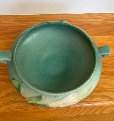 Vintage Roseville Thornapple Green/Blue 307 6 Low Planter 3 1/4″ H x 9 1/4′ W