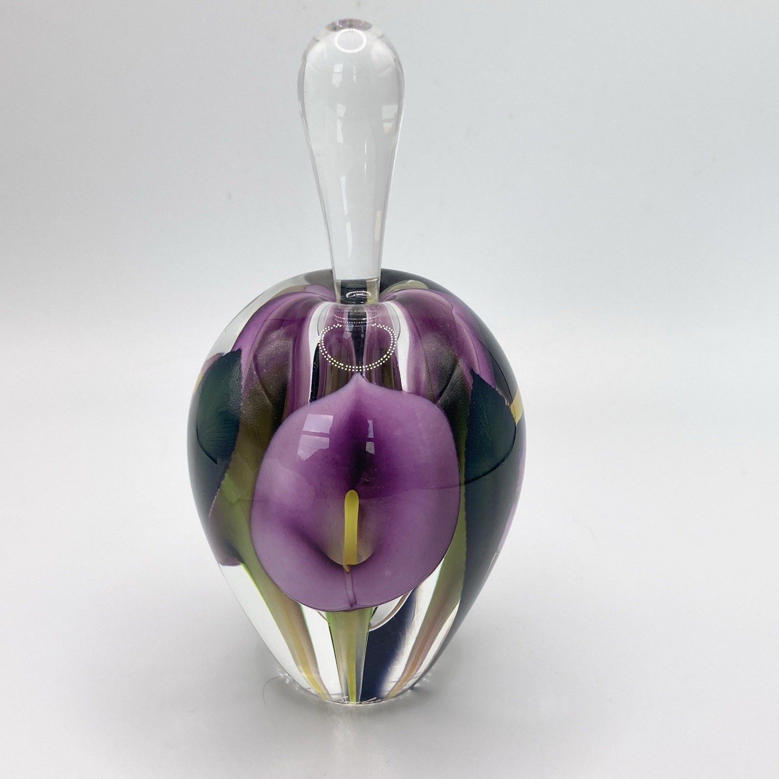 Lotton Studios Scott Bayless Calla Lily Art Glass Paperweight Perfume Bottle