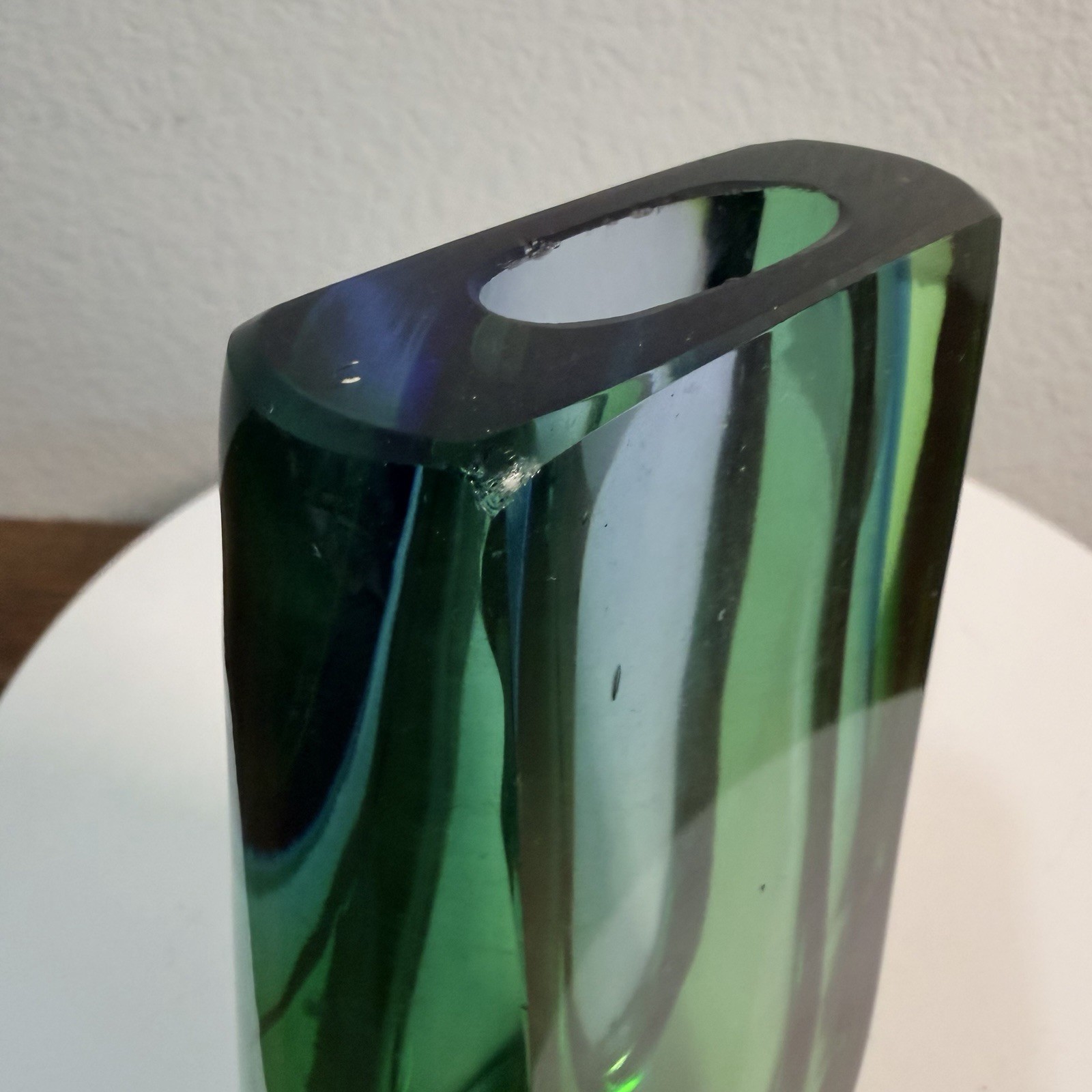 Heavy Green And Blue Vase Cute Vintage