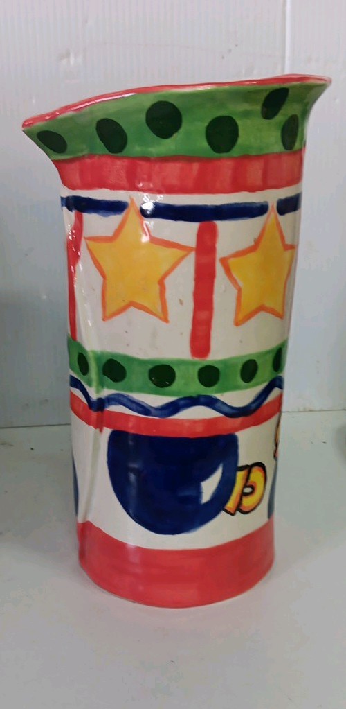 Diane Sharron Pottery Vintage Hand Painted Signed Vase Christmas Ornaments