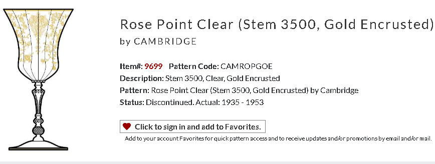 Cambridge BOBECHE ROSE POINT GOLD Encrusted (NO PRISMS) 4.5″ RARE VGC *READ*
