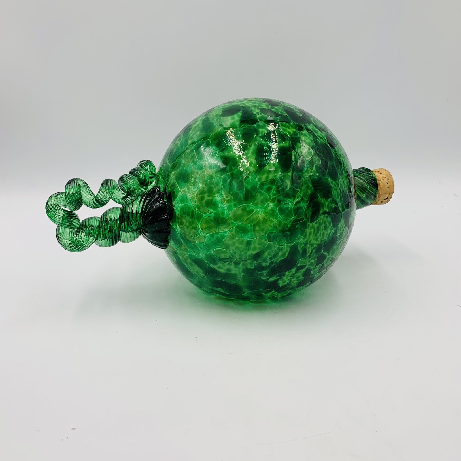 Opal Art Studio Blown Glass Watermelon Squash pumpkin Bottle Orb Signed 2018