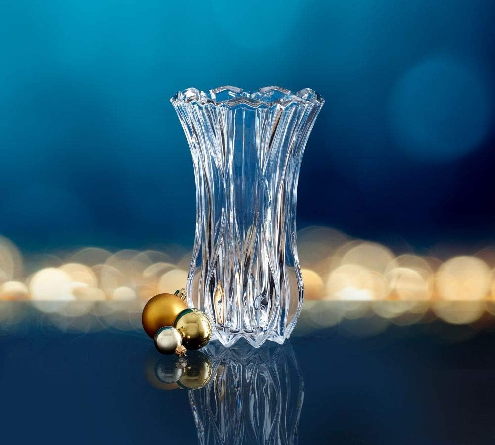 Blossom Crystal Vase 12 Inch – Sculpted Flower Design for Fresh Bouquets, Home D