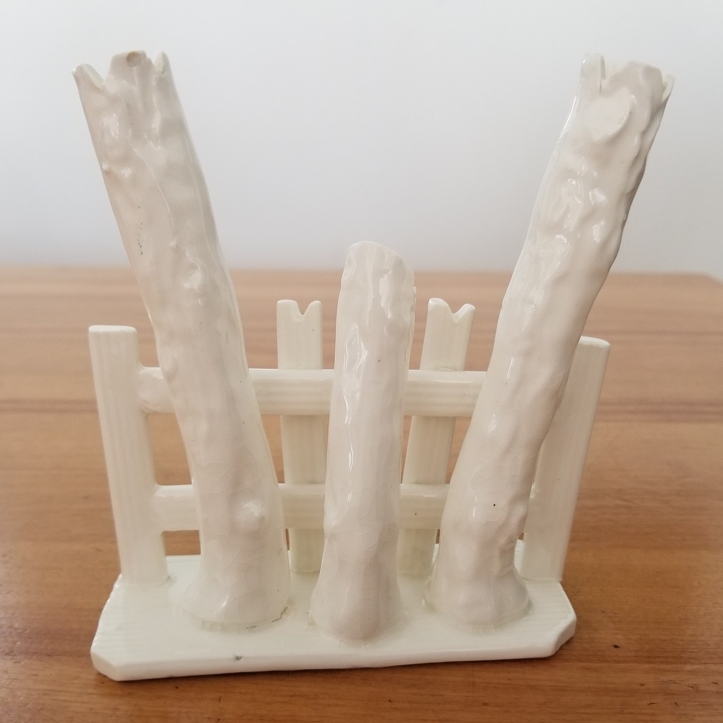 Vintage *TREE TRUNK FENCE BOUQUET MAKER BUD VASE* German?