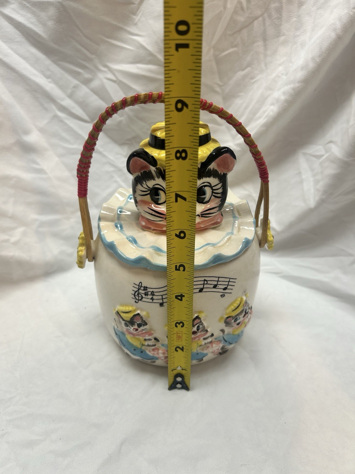 VTG 50s Chase Japan Dancing Cats Cookie Biscuit Jar & Lid