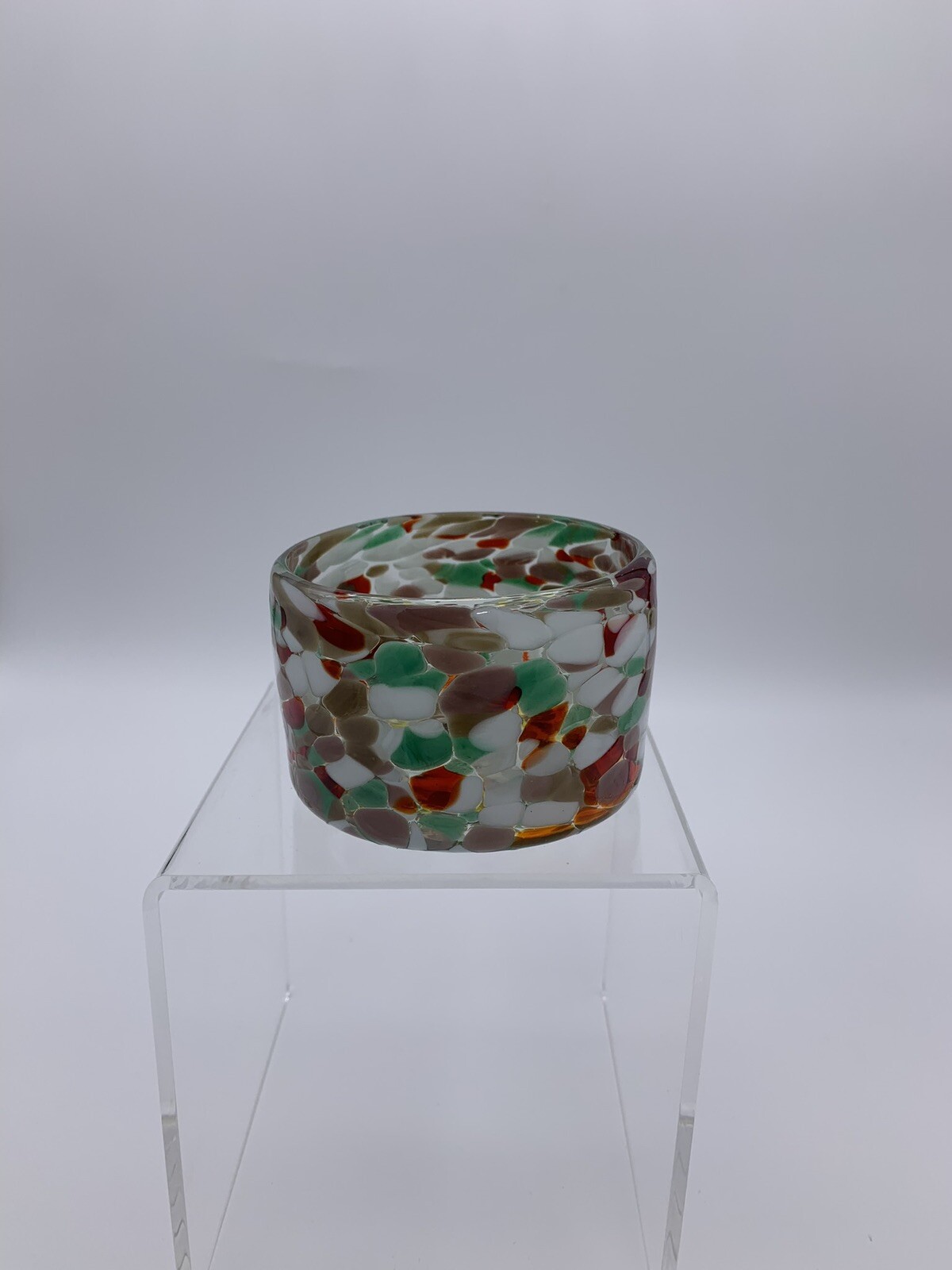 Confetti Style Hand Blown Art Glass Votive or Catchall Decorative Jar