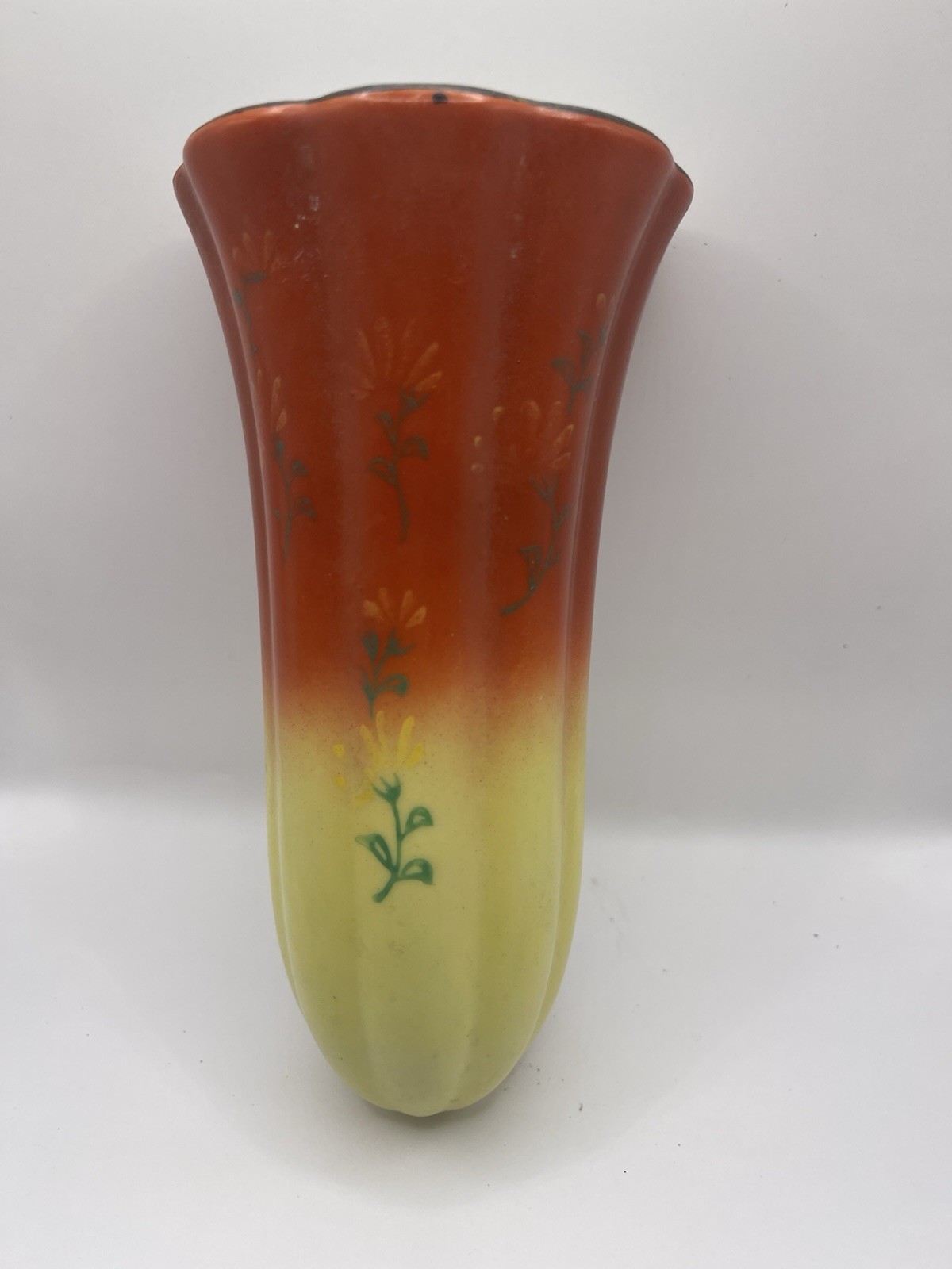 1940-50s Ceramic Wall Pocket Made in Japan Planter Vase Basketweave Design 6″