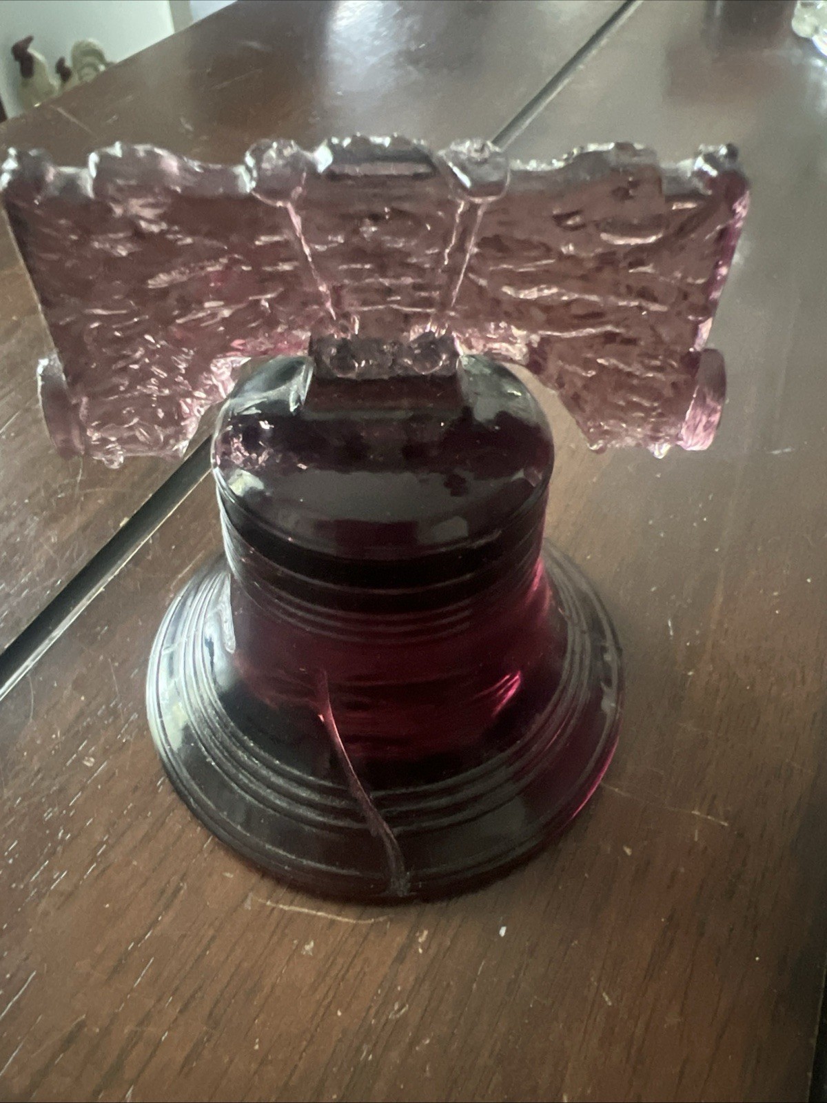 Mosser Bicentennial LIBERTY BELL Amethyst Glass Paperweight VTG