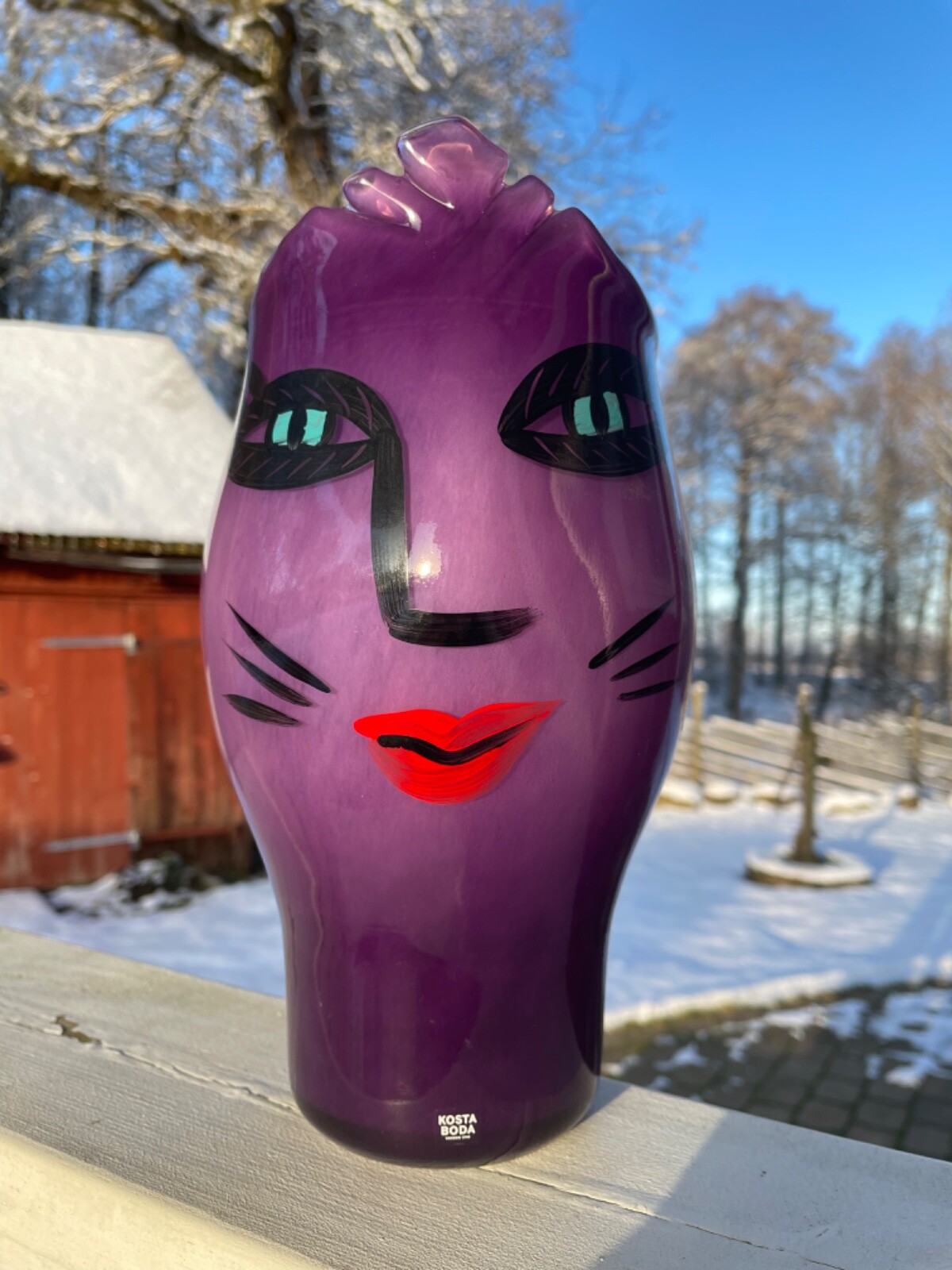 Kosta boda@Open minds@Ulrica Hydman Vallien@purple vase 26cm high@
