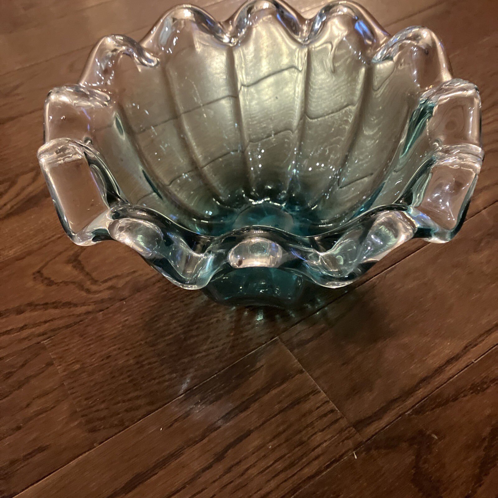 Vintage Murano Dish Lavorazione Arte Blue Green Bowl – 9.5 Inches