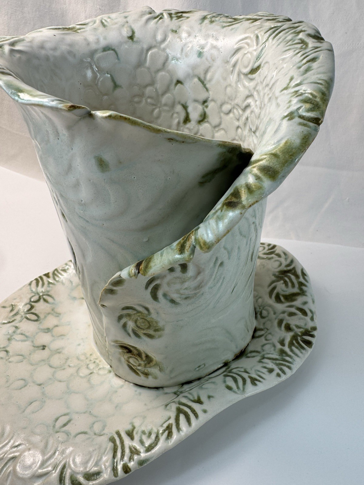 Handmade Studio Pottery Sculptural Vase Tray Organic Ceramic Art Signed OOAK