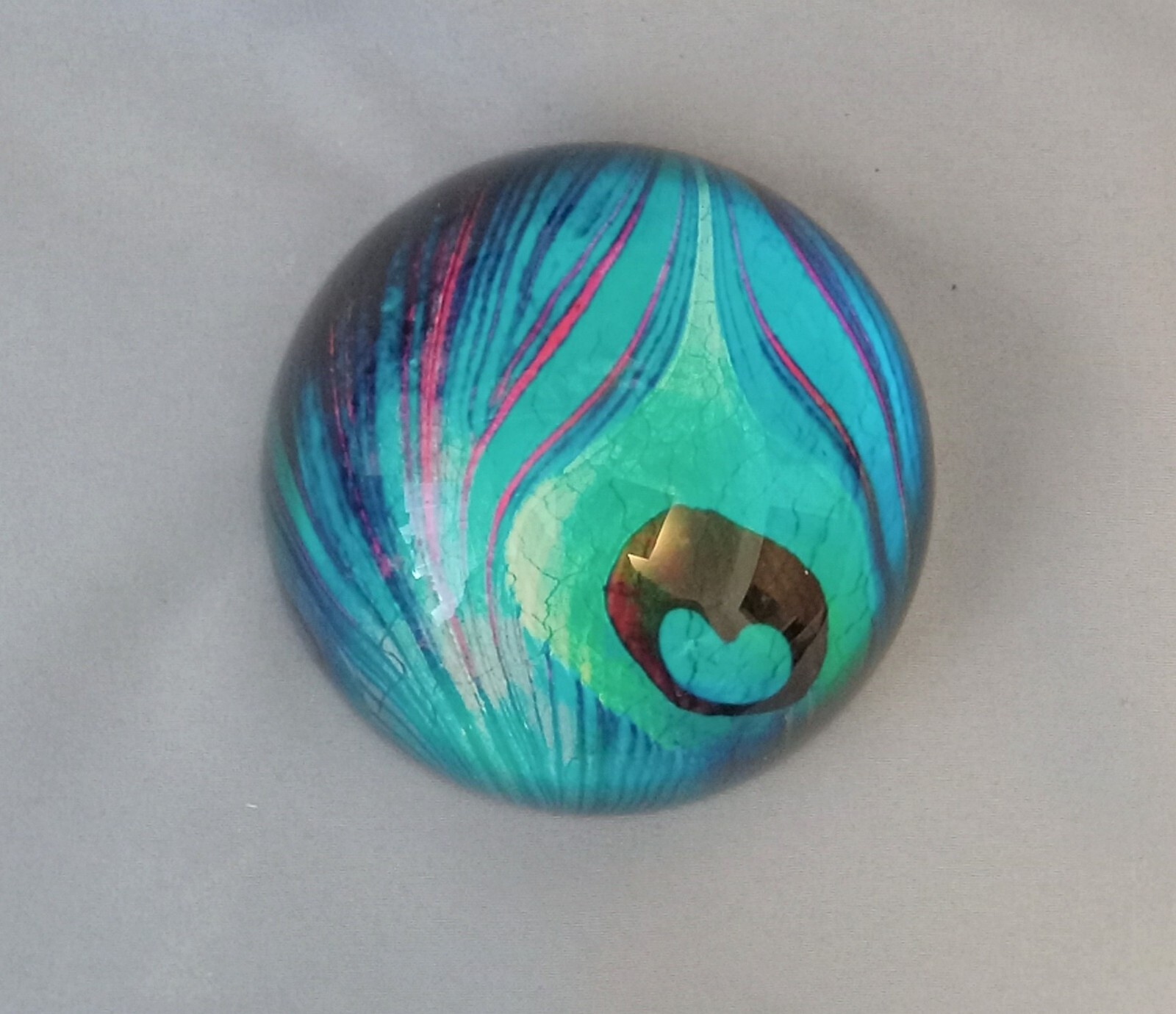 Metropolitan Museum of Art L.C. Tiffany Favrile Peacock Feather Paperweight-NEW