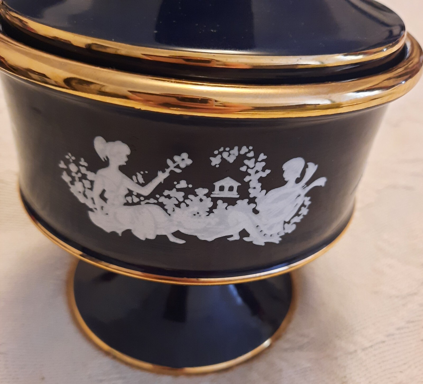 Vintage IL Verrocchio Glazed Pottery Florence Italy Decorative Cobalt Blue Jar