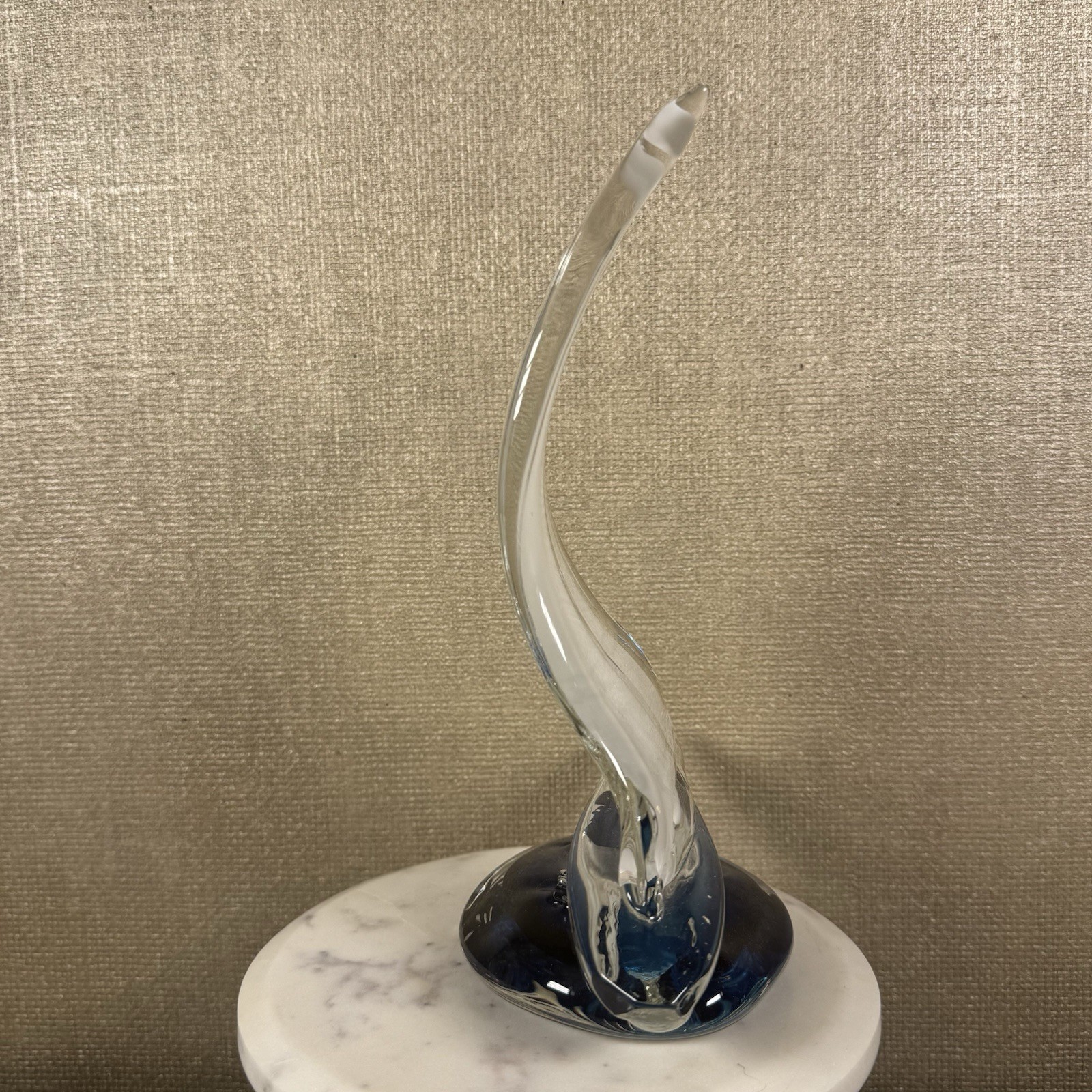 Anchor Bend Handblown Glass Sailboat on the Water Sculpture Signed