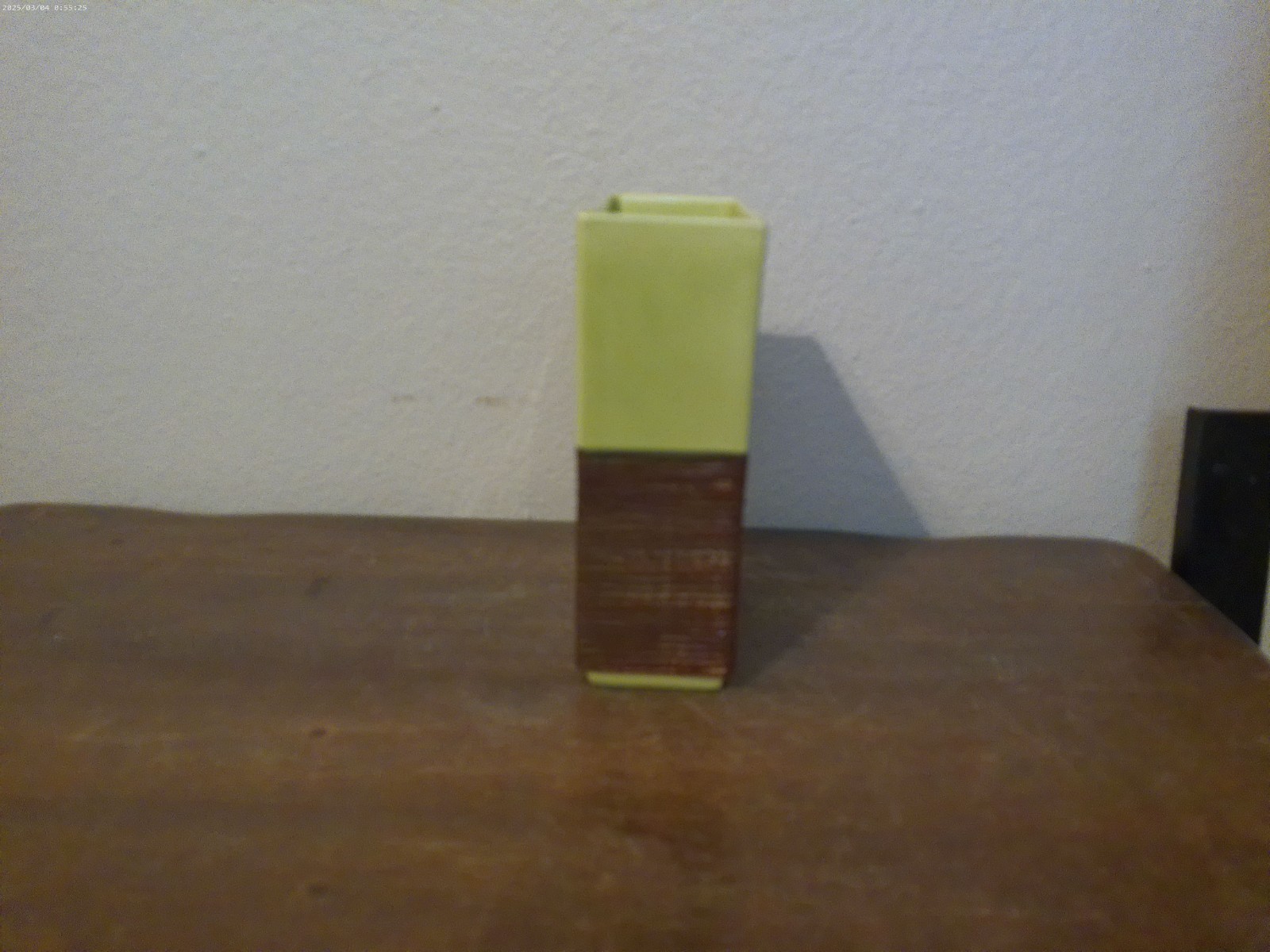 Vintage Mid Century Chartreuse and Brown Rectangular Vase