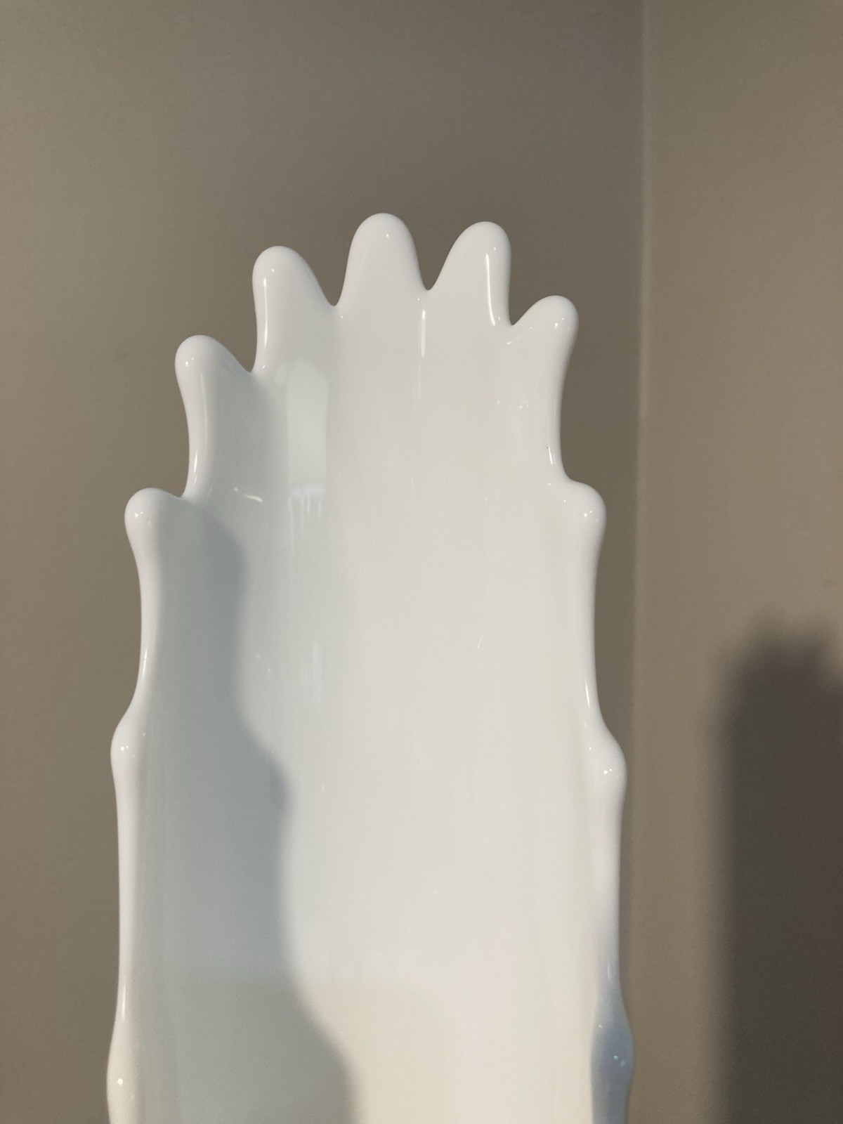 Vintage Mid Century Swung Hobnail Marked Fenton White Milk Glass Vase 16 Tall
