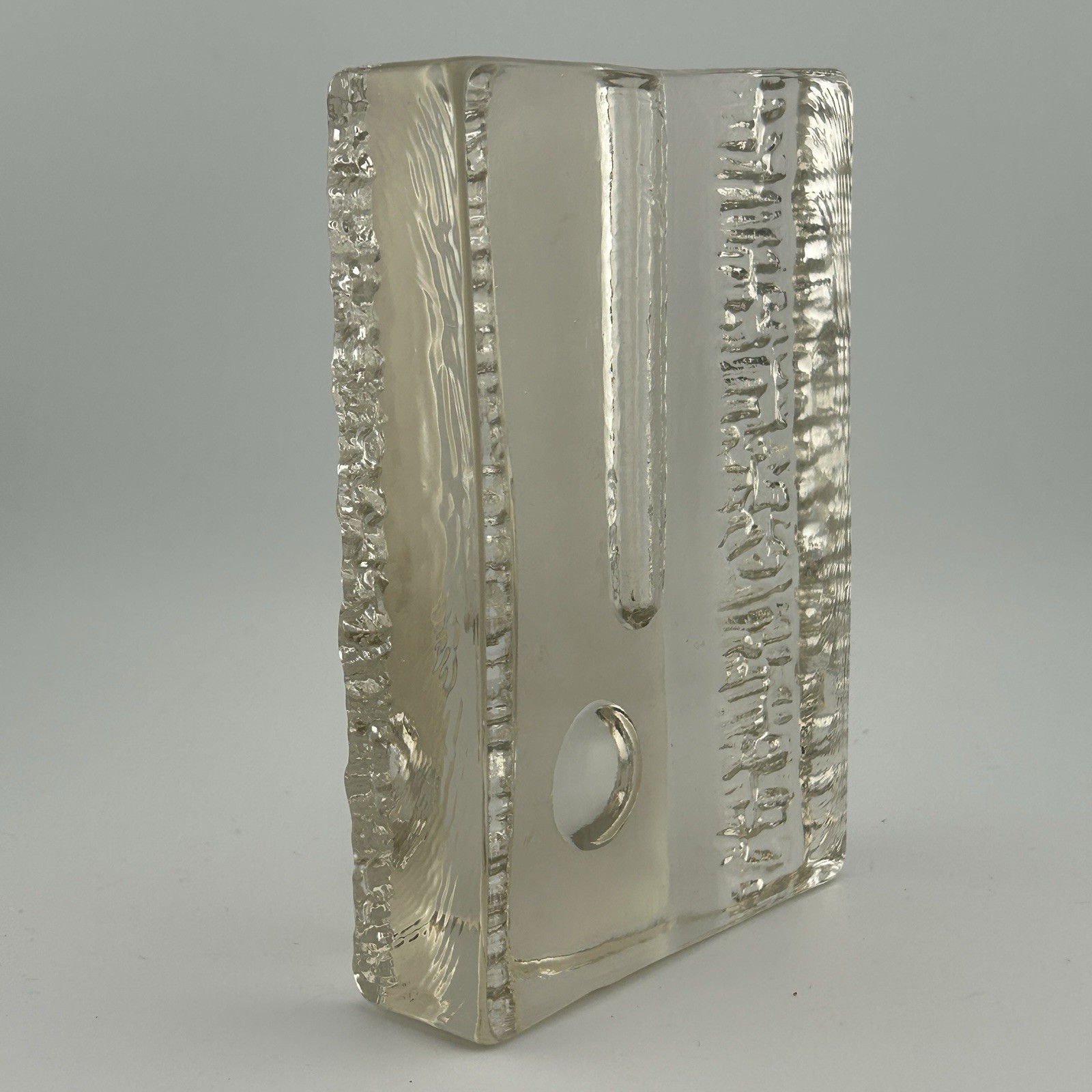 Vintage Walther Glass Ice Block Bud Vase 5½”x4”x1½” MCM German 1960s Crystal