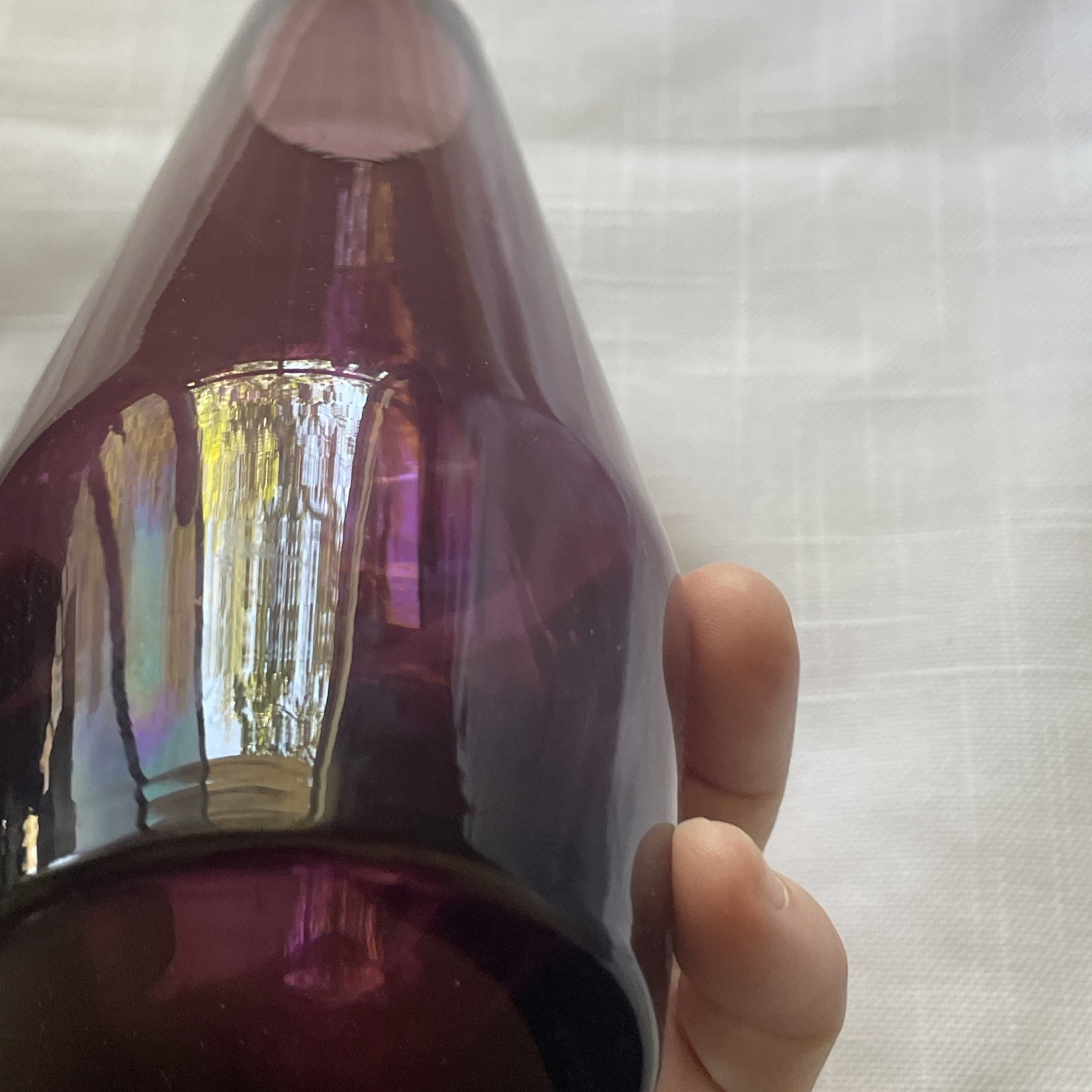 Vtg Plum Violet Glass MCM Finland Vase Tapered Riihimaki Riihimäen No Sticker