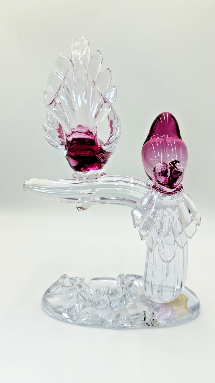 Vintage Signed Murano Renato Anatra Art Glass Love Birds Sculpture 11.5″ x 8″