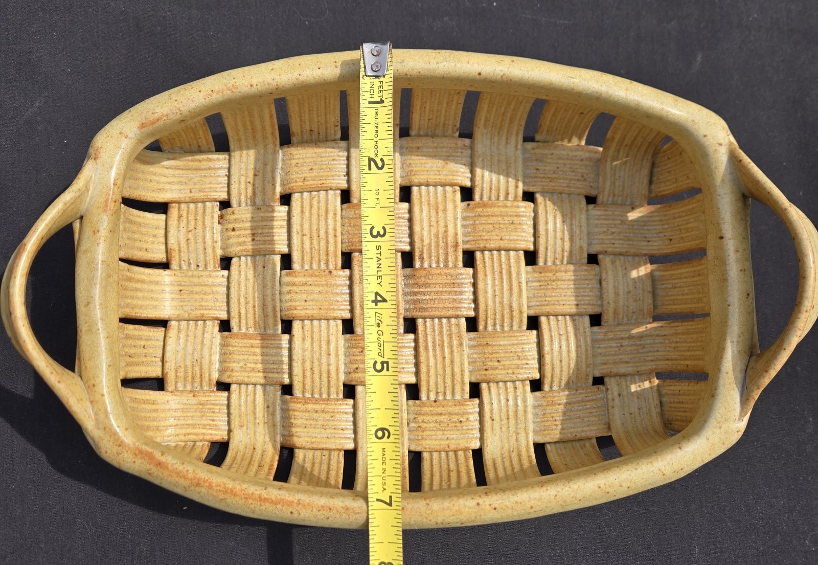 Vintage Parmentier Pottery Waved Basket Dish 11 By 7 Inch Retro Farmhouse Decor