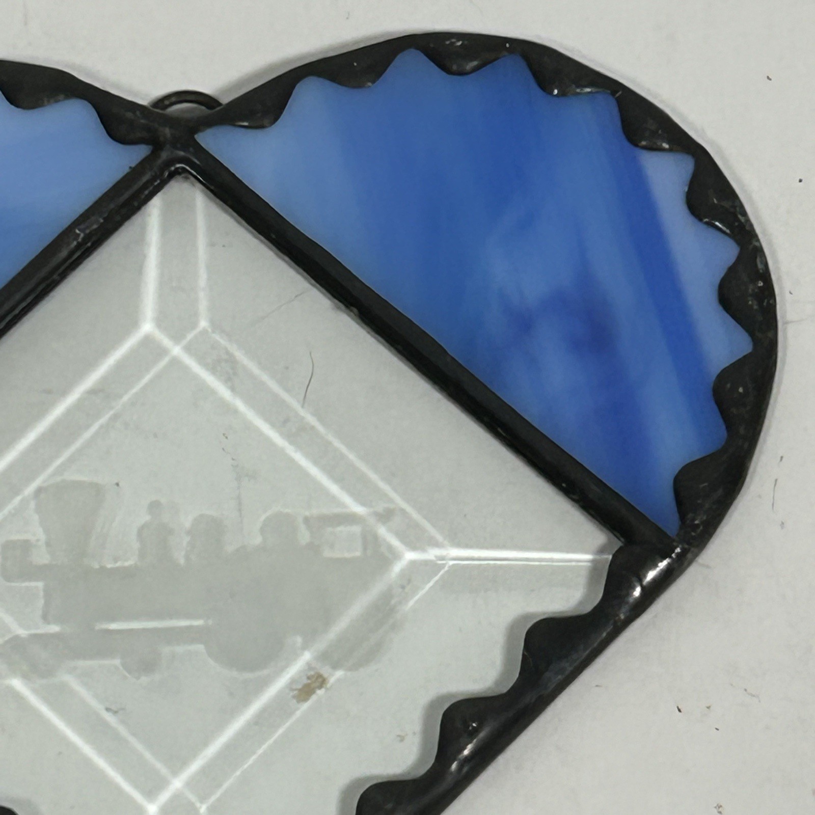 Stained Glass Heart Train Etched Sun Catcher Window Decoration