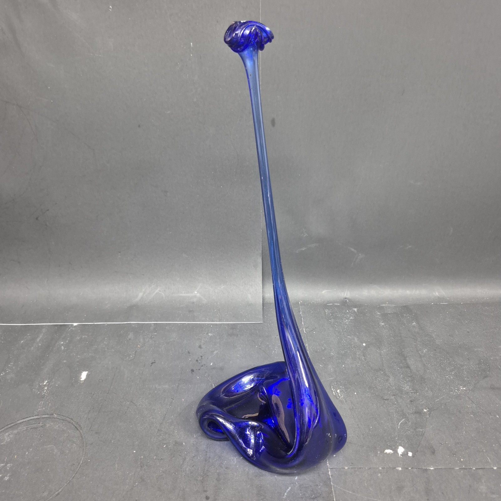 Vintage Hand Blown Cobalt Blue Phillips Milk Magnesia Bottle Art Glass Bud Vase