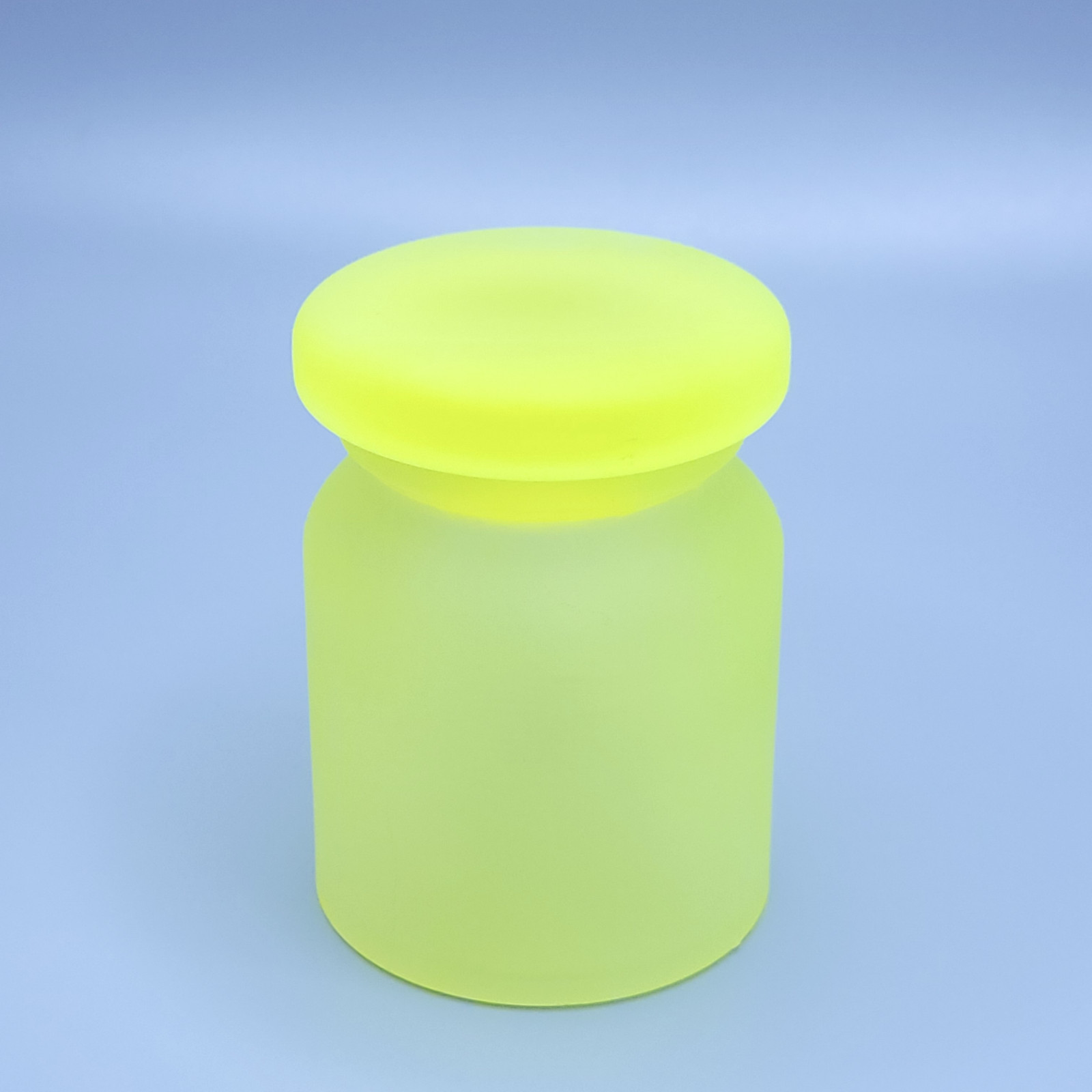 Art Deco Uranium Glass Jar with Lid Vaseline Yellow Frosty Matte Glass Figurine