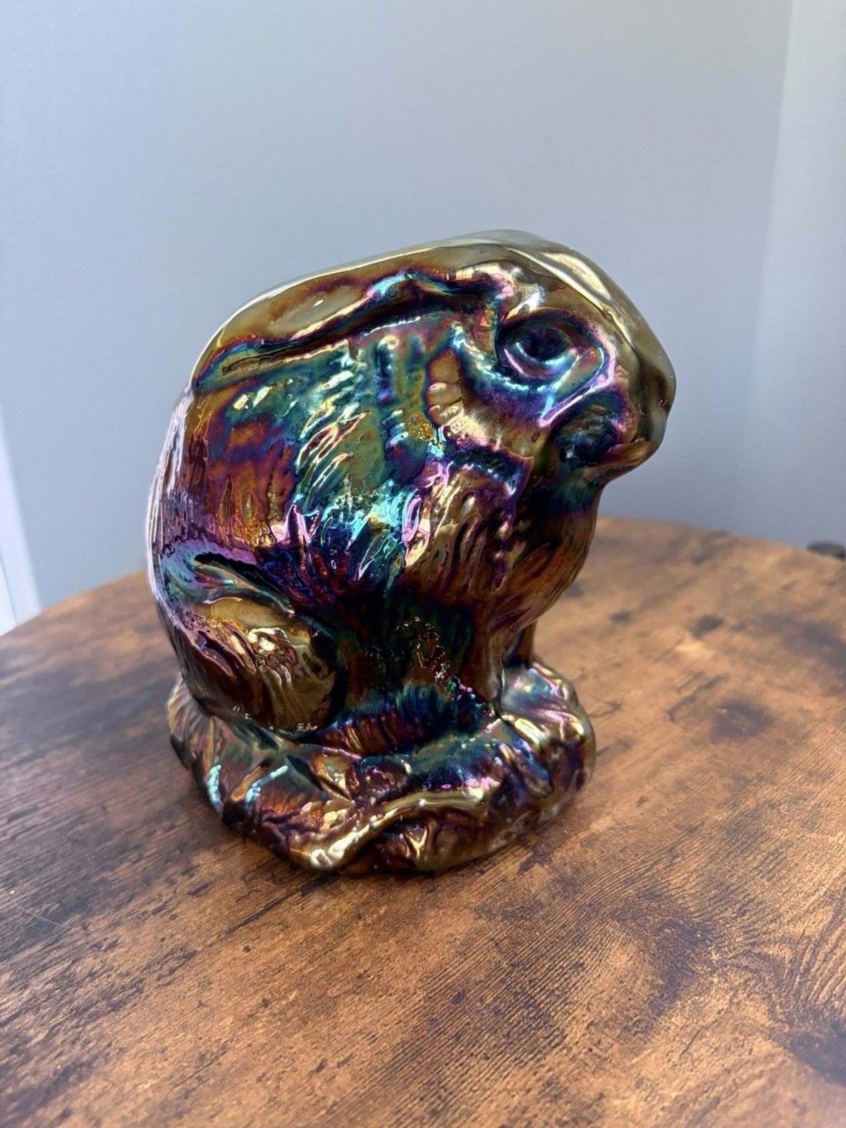 Fenton Large Amethyst Carnival Glass Rabbit #5174 CN Figurine -Hard To Find 5.5”