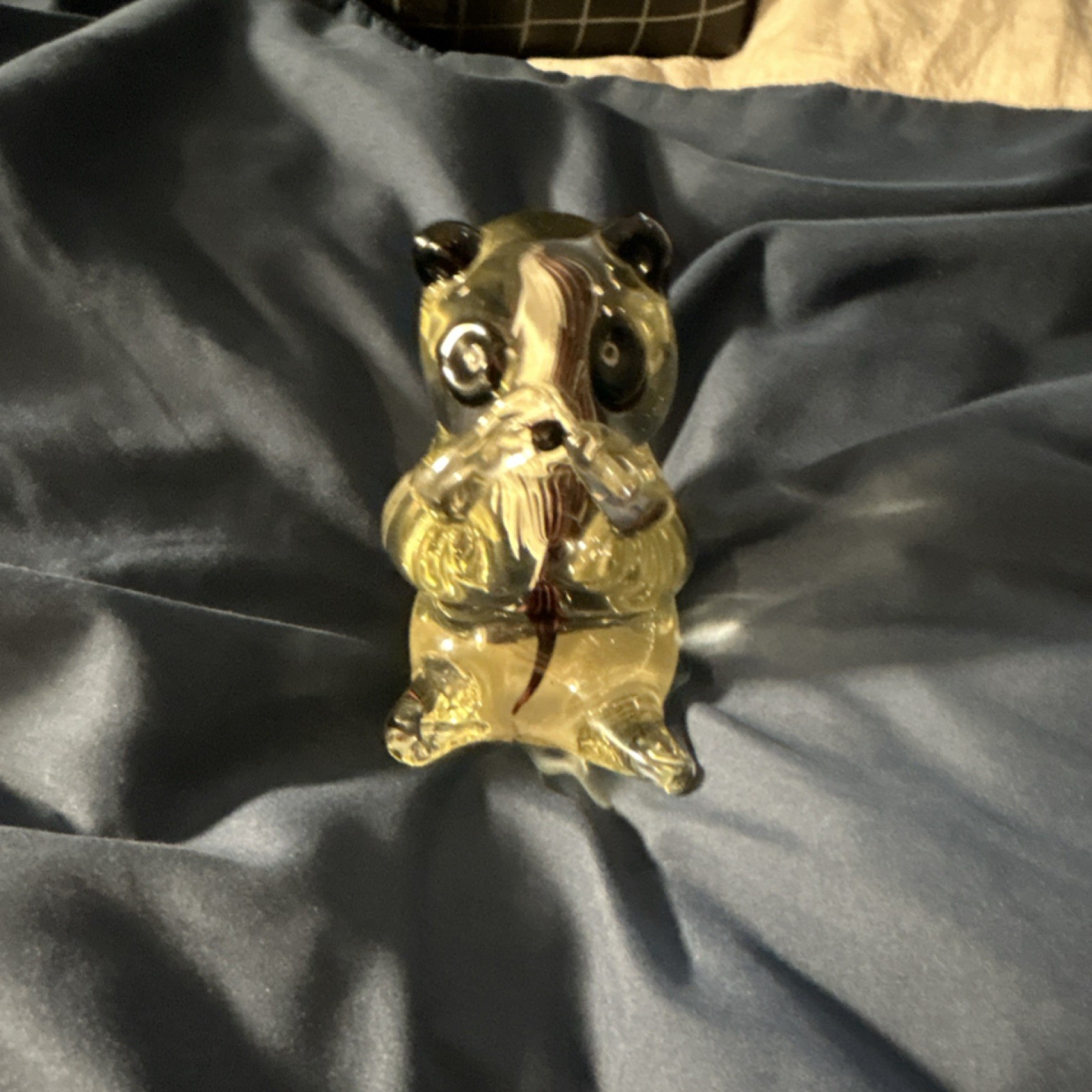 Glass Art Animal Figurine Decorative Collectible Clear Brown Black Glossy