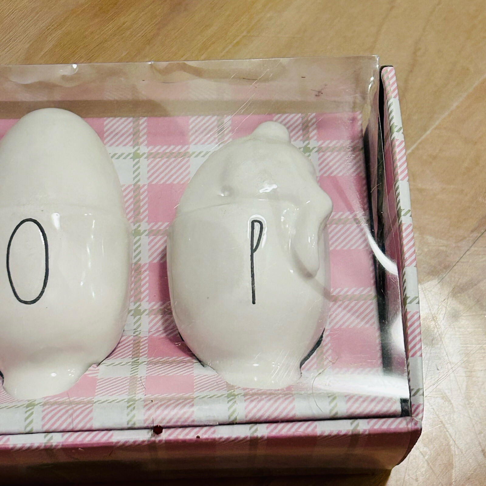 RAE DUNN SET OF 3 “HOP” WHITE CERAMIC BUNNY EGG CUPS New