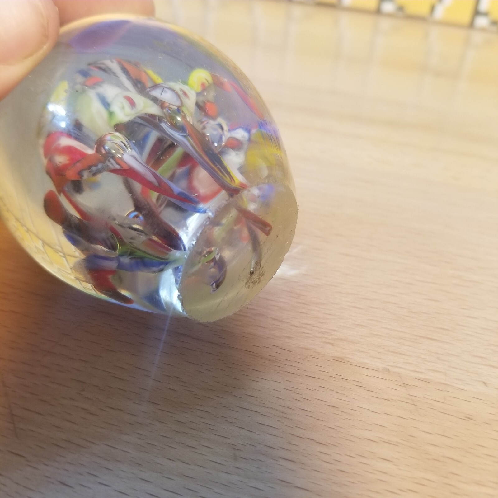 Art Glass Paperweight Bubble Millefiori Style Murano Italy Oblong 3.25 in