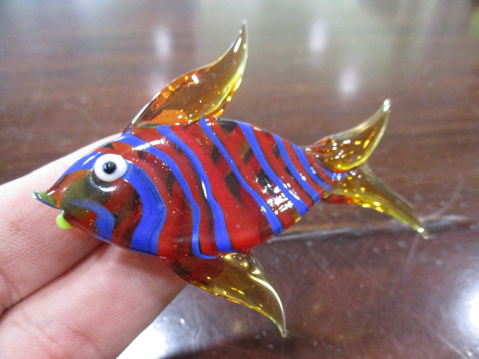 HAND MADE ART GLASS TROPICAL SALT WATER FISH ORANGE BLUE PINK YELLOW LIPS FISH