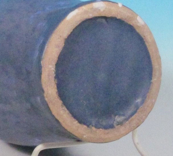 Brush McCoy Blue Mottled Vellum 1930s Arts & Crafts Pottery Handled Vase