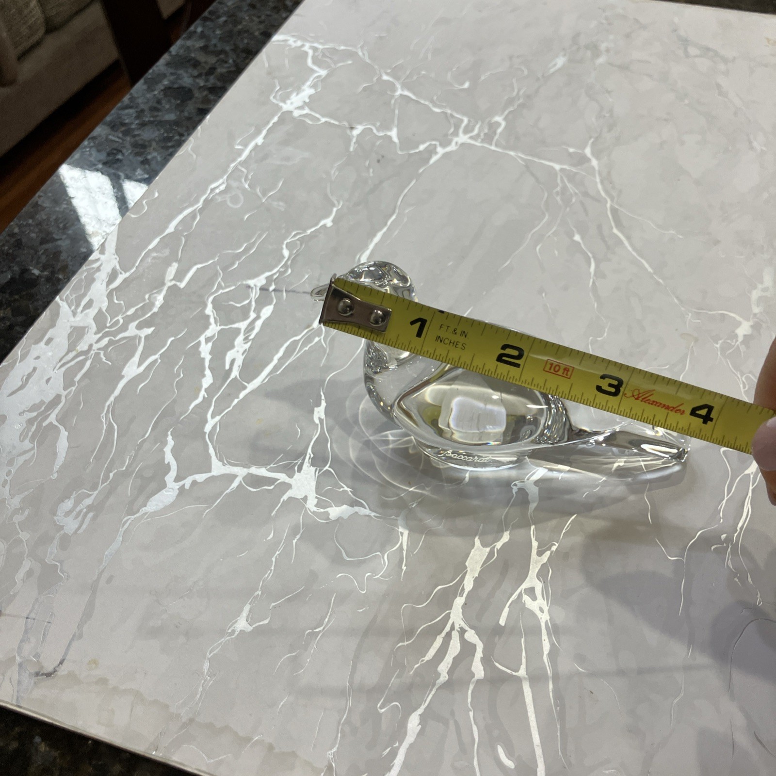 France Lbl BACCARAT Crystal Glass Turtle Dove Paperweight