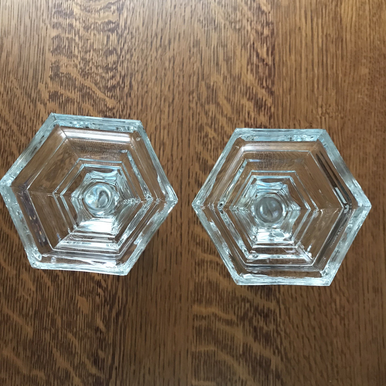 Tiffany & Co Crystal Candle Holders Candlesticks 8” Set of 2 ‘Plymouth’ Retired