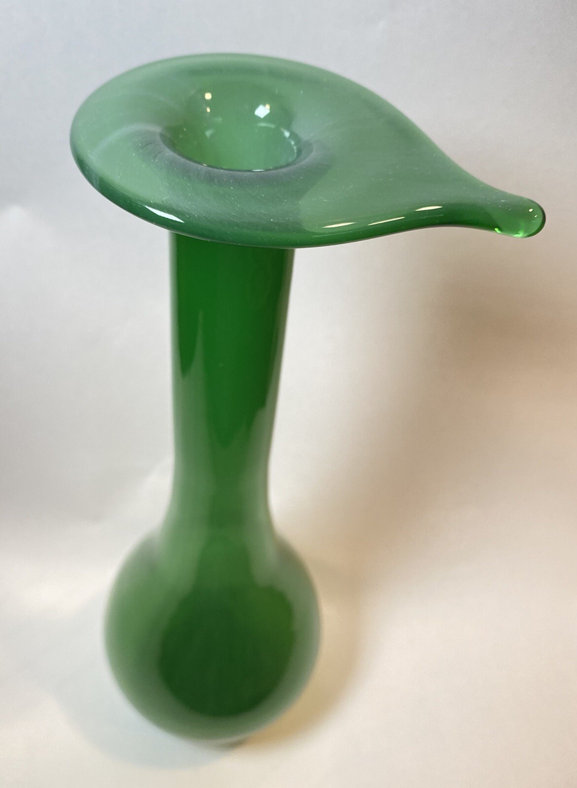 Green Flange Rim Base Modernist Art Glass