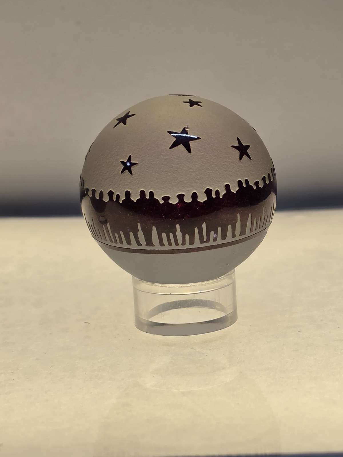 Pair Of Harry Bessett Frosted Cameo Marbles Paperweights Blue Stars and Unity