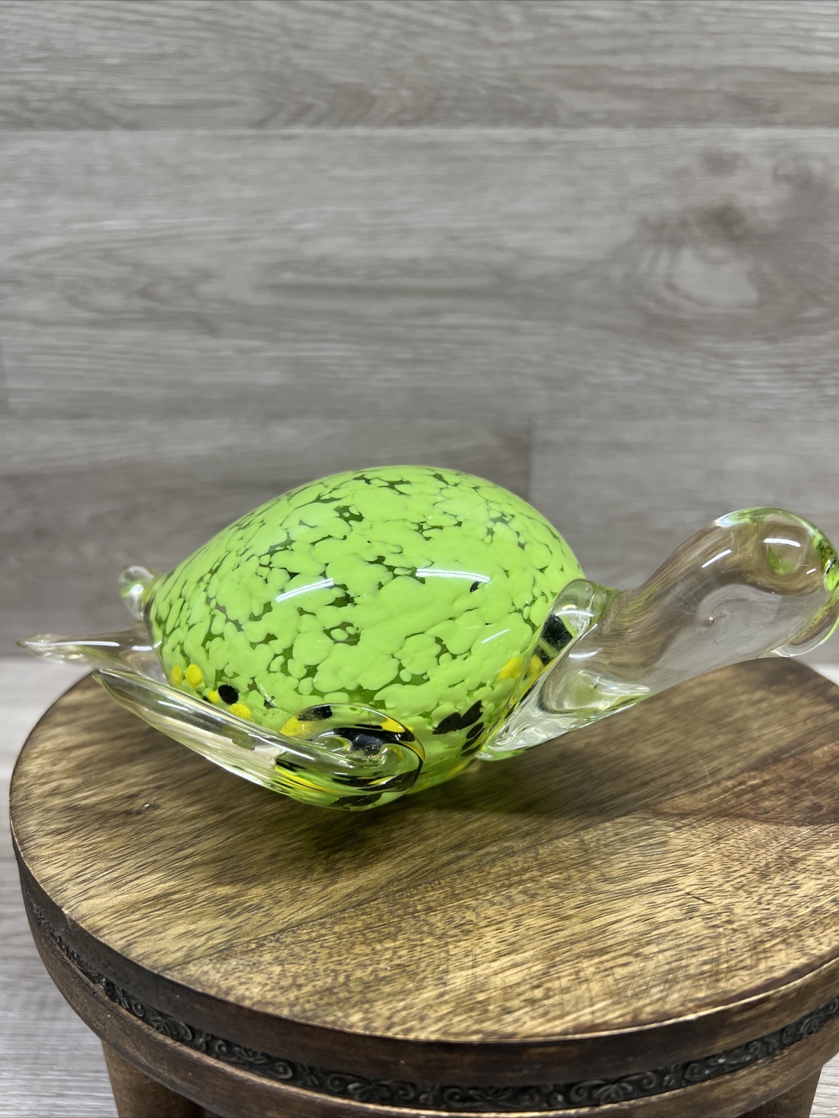 VTG Glass SEA Turtle Paperweight Clear Light Green 7” 5th Avenue Crystal