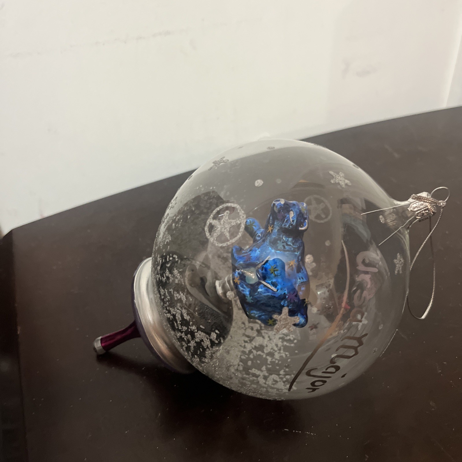 Pegasus Blown Glass ornament Ball Christmas figurine clear.