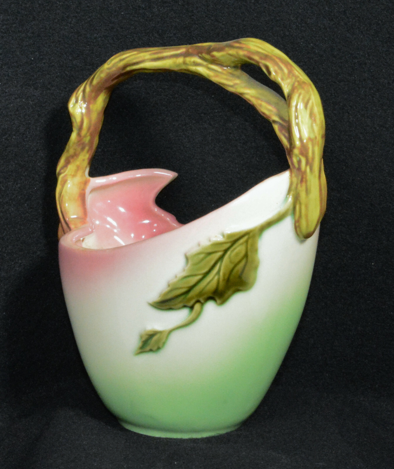 Hull Art Pottery Tokay Basket Red Berries #6 (8 1/4″ Tall)