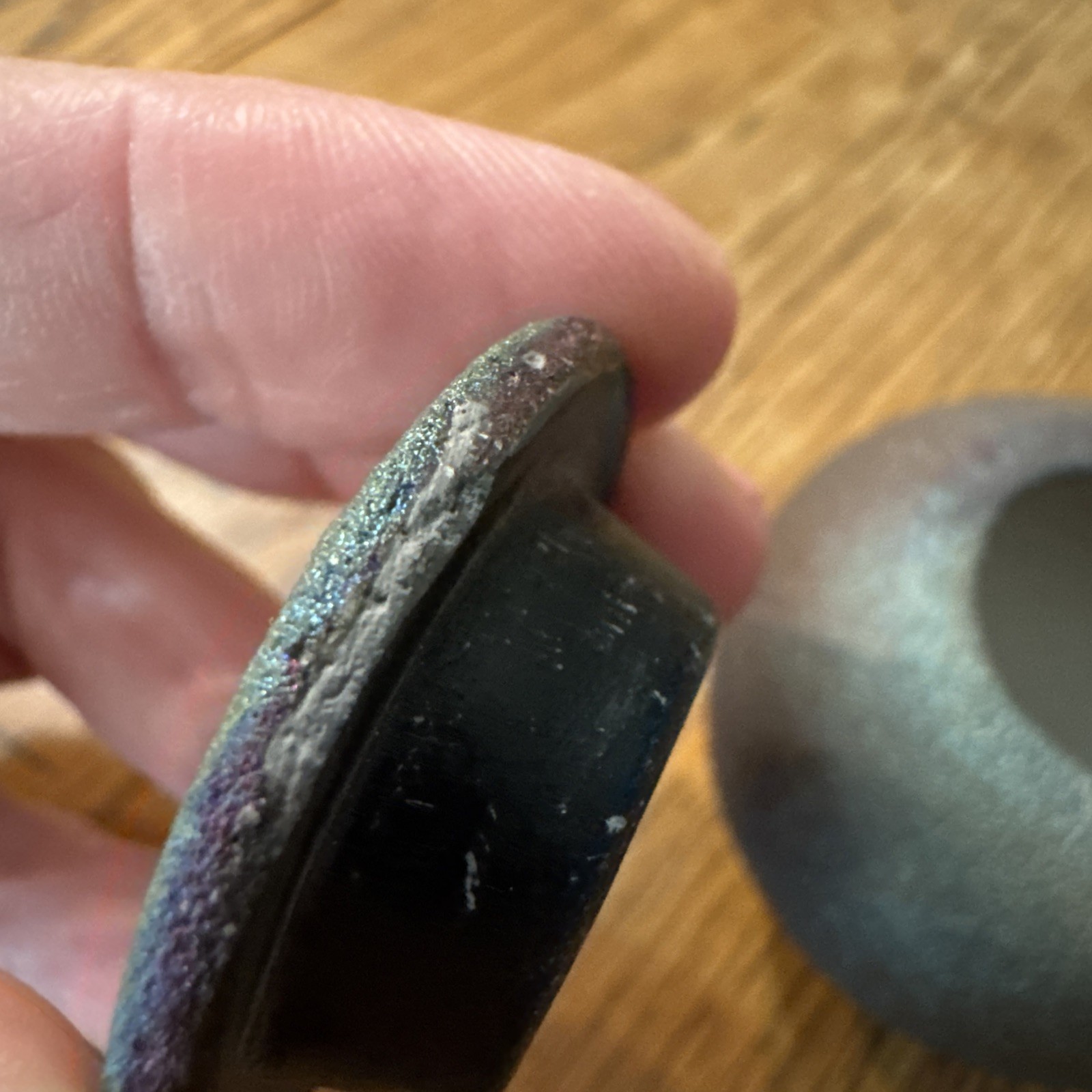 J Diller Pottery Raku Iridescent Trinket With Lid Small 2 Inches Signed Colorful