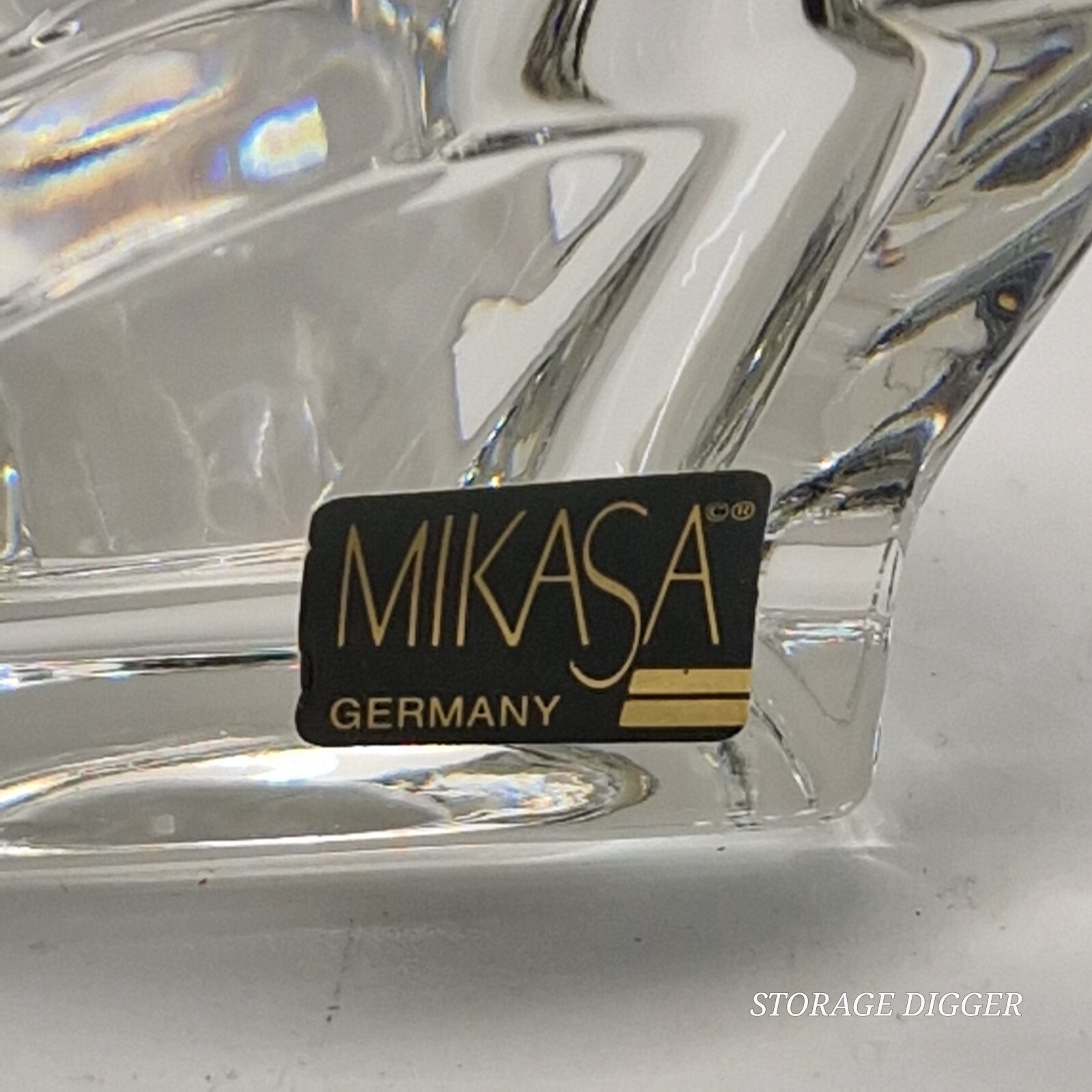 Vintage Mikasa Deco Crystal Glass Votive Tealight V-Shape Candle Holder 4.75 in
