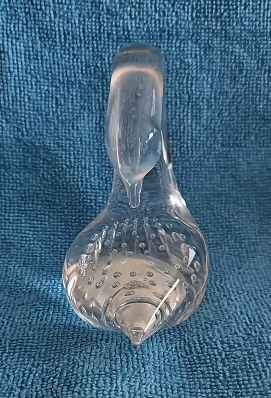 Vintage Swan Clear Art Glass Paperweight Bubbles 1.2lbs