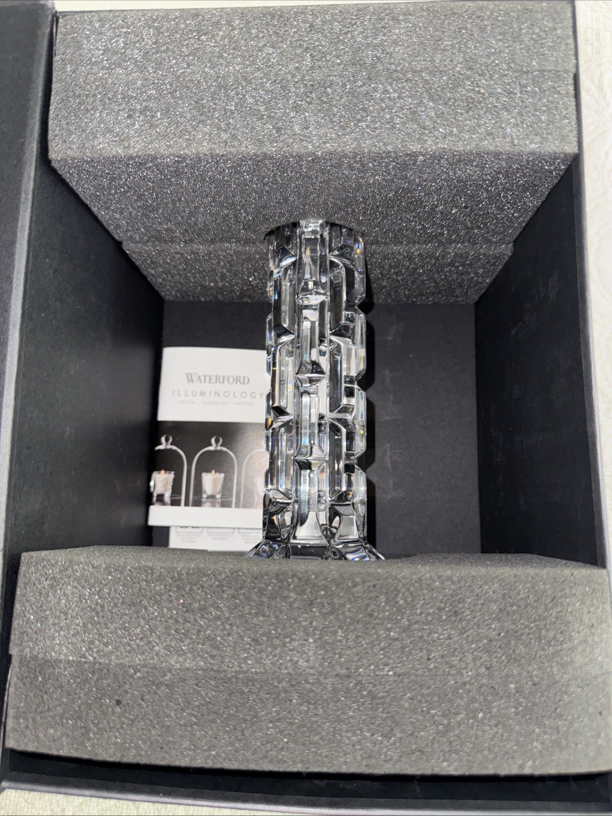 WATERFORD NIB CRYSTAL 8” ILLUMINOLOGY FACETED CANDLESTICK HOLDER
