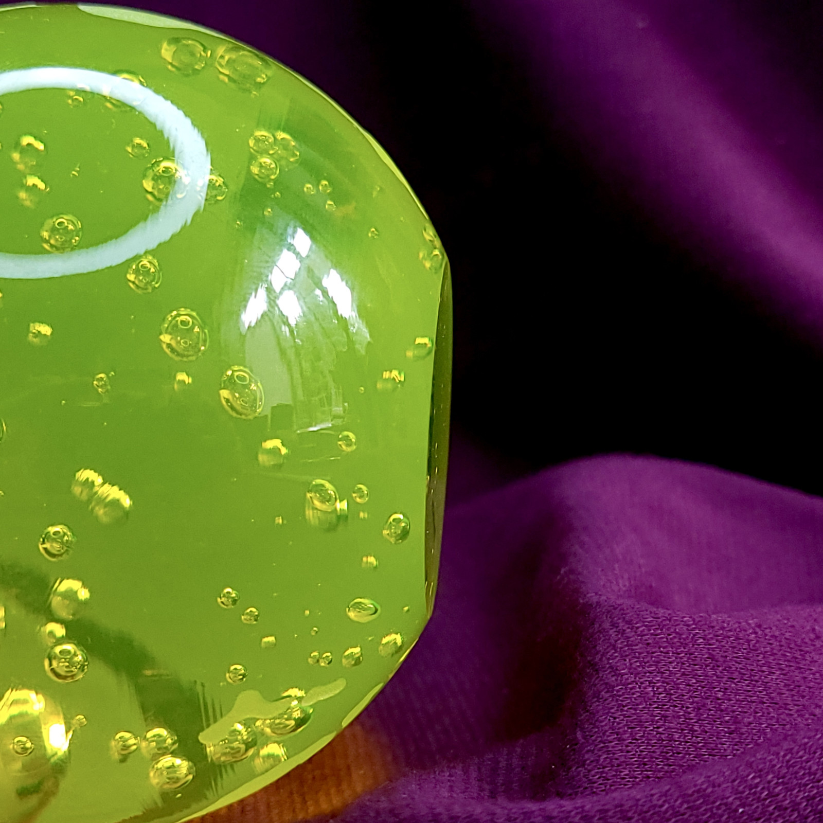 Uranium Glass Earth Paperweight 79mm Vaseline Glass Sphere Globe with Bubbles
