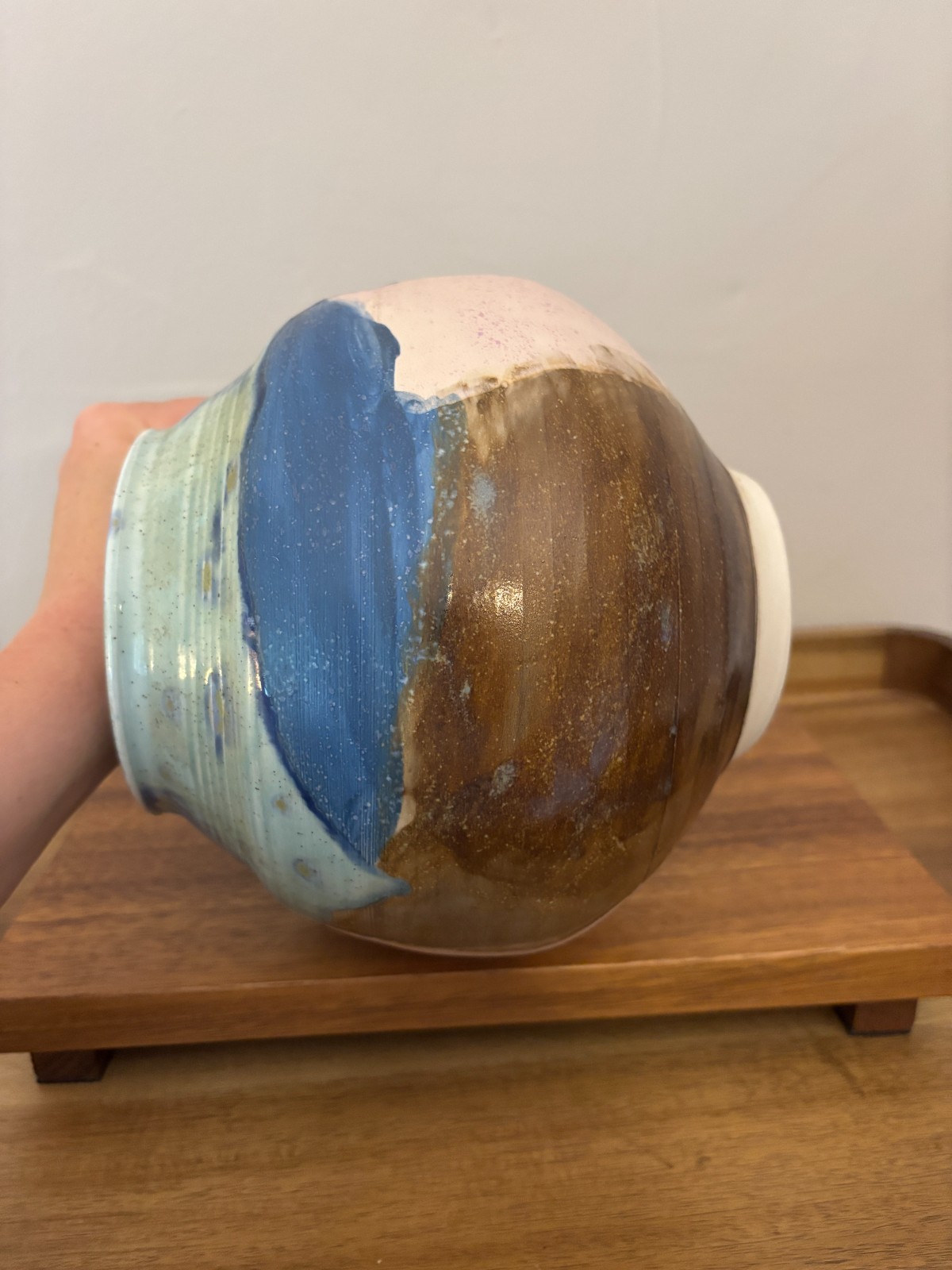 Lois Van Vleet Multi Colored Round Art Pottery 7.25″H Vase