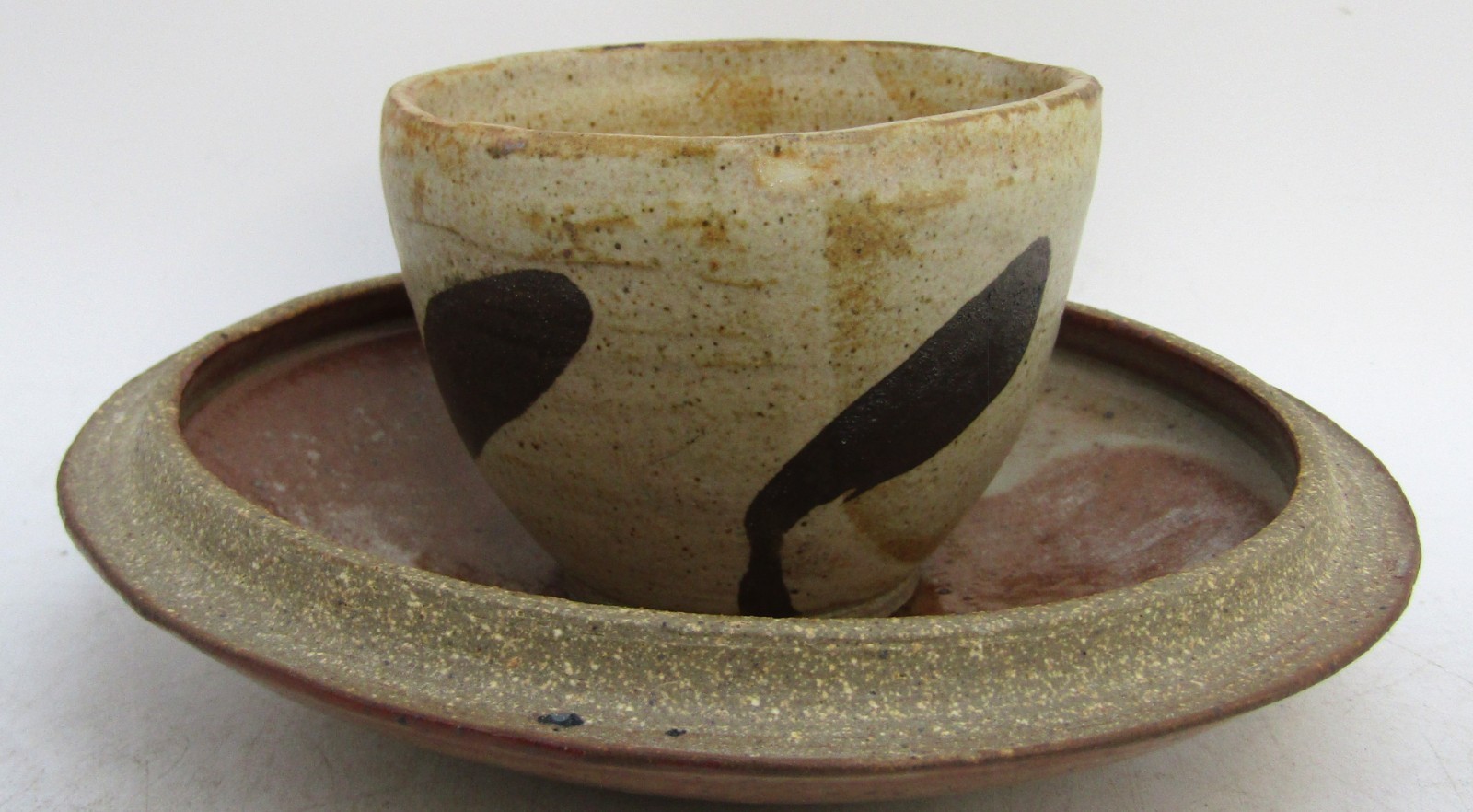 Hand Thrown 3 1/4″ Round Small Hand-Painted Pottery Planter with Catch Bowl.