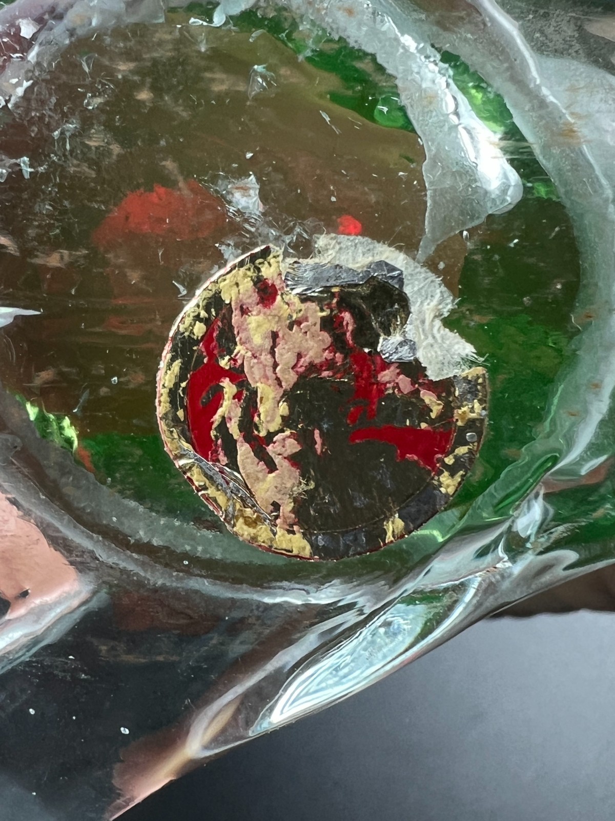 Vintage Murano red green uranium Sommerso glass duck swan goose UV glow 8.5″