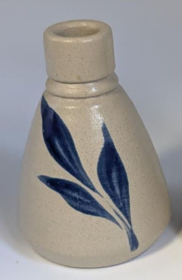 Williamsburg Pottery Hand Painted Glazed Stoneware Vase/Candlestick/Inkwell